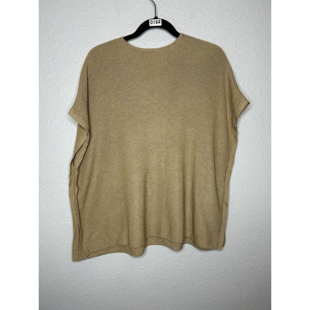 J. Jill Beige Tan Yak Hair Cotton Blend Poncho Fringe‎ Detail Size XS/S Petite - Picture 2 of 9